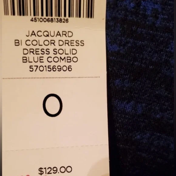 NWT Chico’s Faux Leather Trim Jacquard Blue Long Sleeve Dress Sz S/ Chicos Sz 0 - Picture 8 of 9